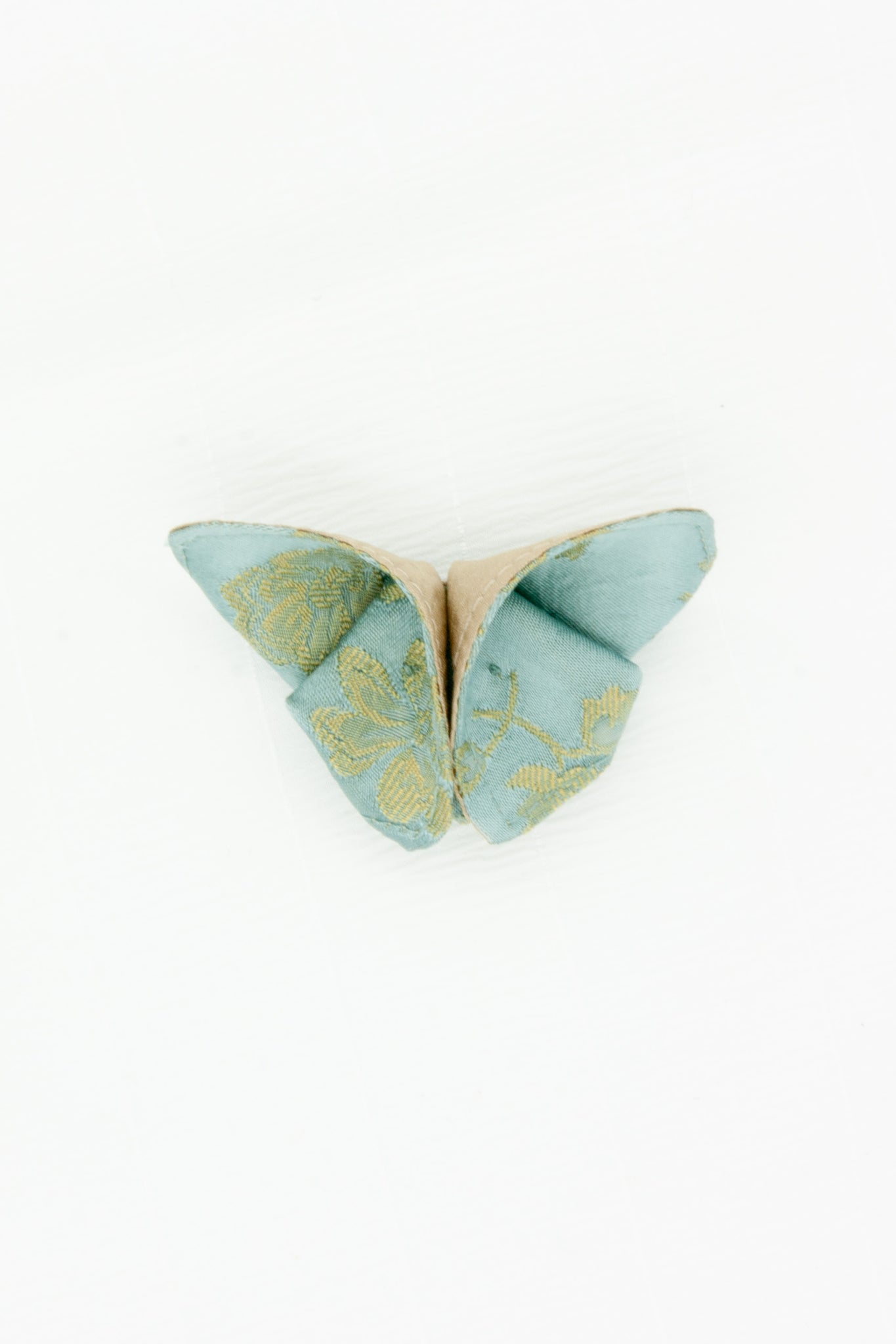 Butterfly Brooch in Robin's Egg Blue Silk Jacquard