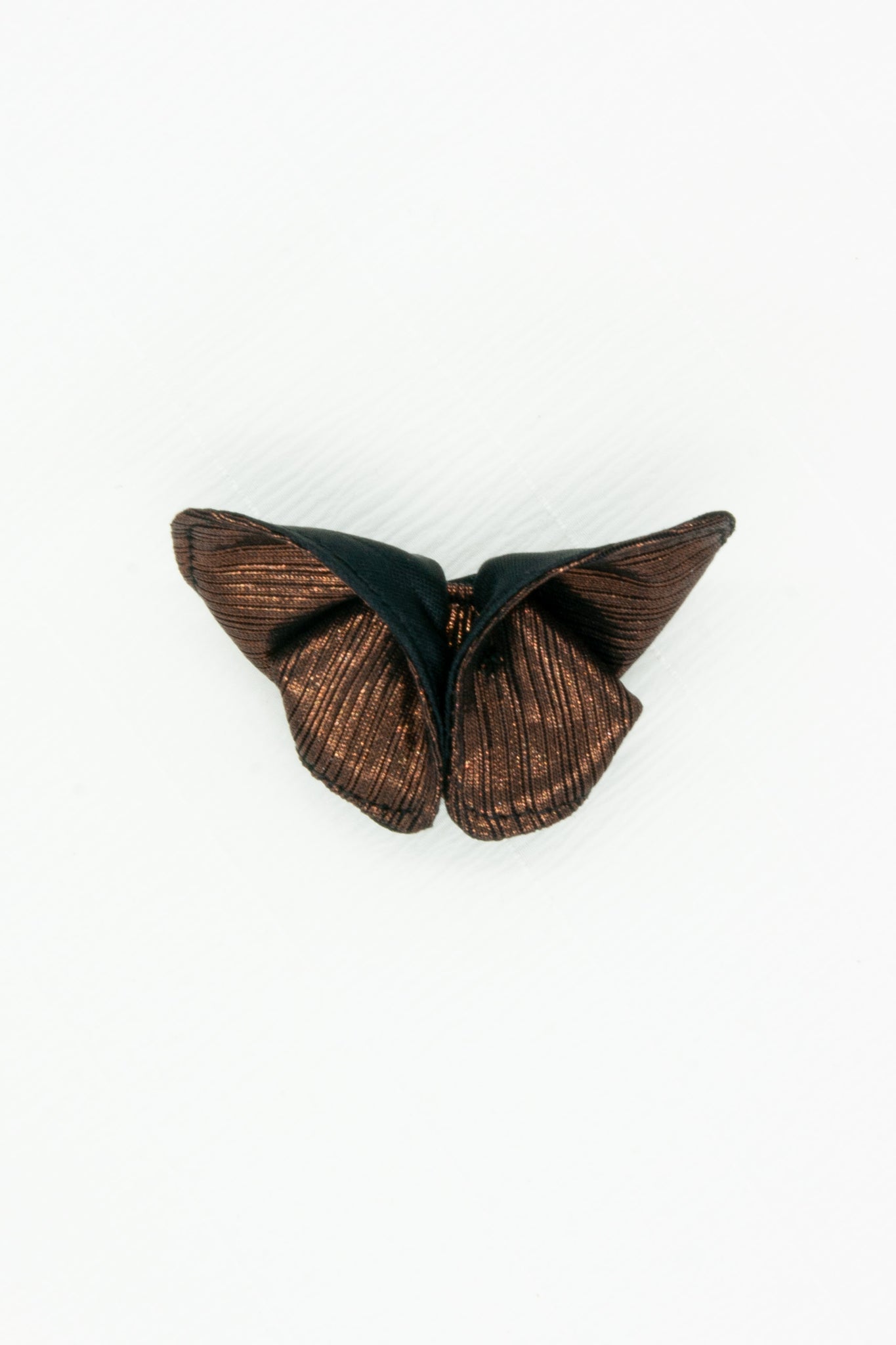 Butterfly Brooch in Metallic Copper and Black Plissé