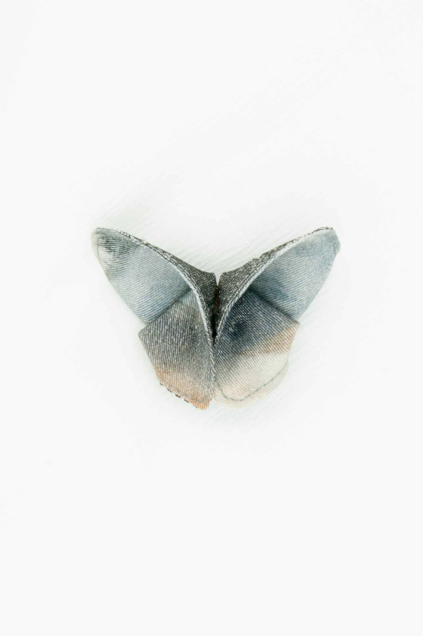 Butterfly Brooch in Watercolor Twill and Gray Silk Dupioni