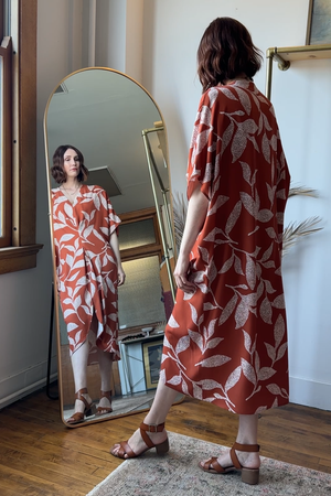 Sophia Caftan RTW in Spice Leaf Print