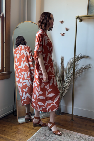 Sophia Caftan RTW in Spice Leaf Print