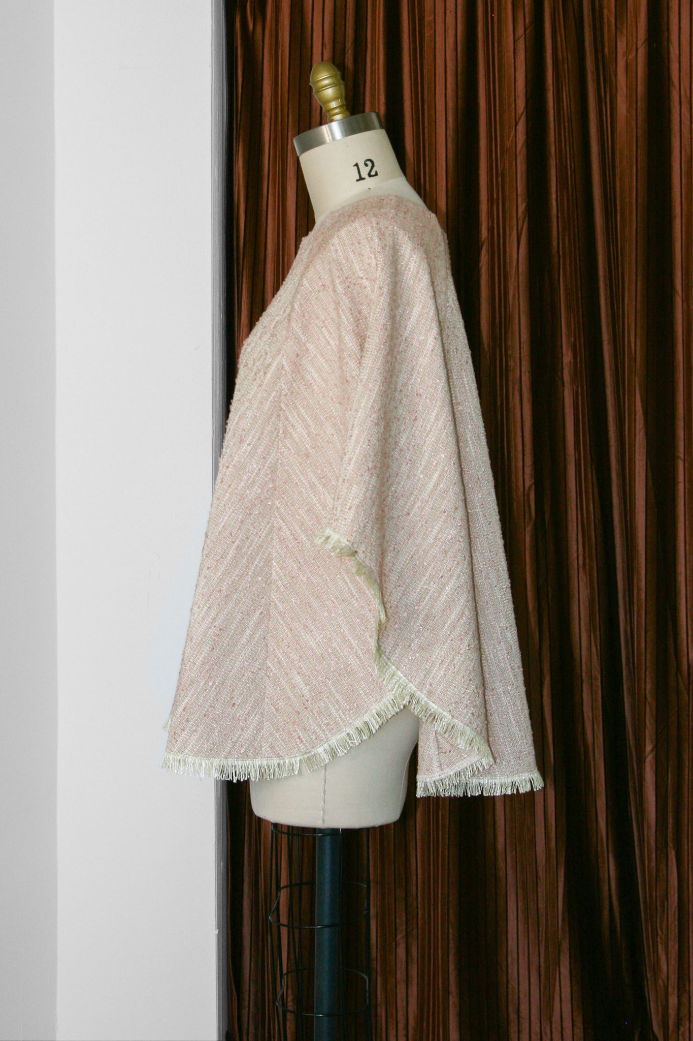 Gabe Poncho RTW in Pale Pink and Natural Silk/Wool