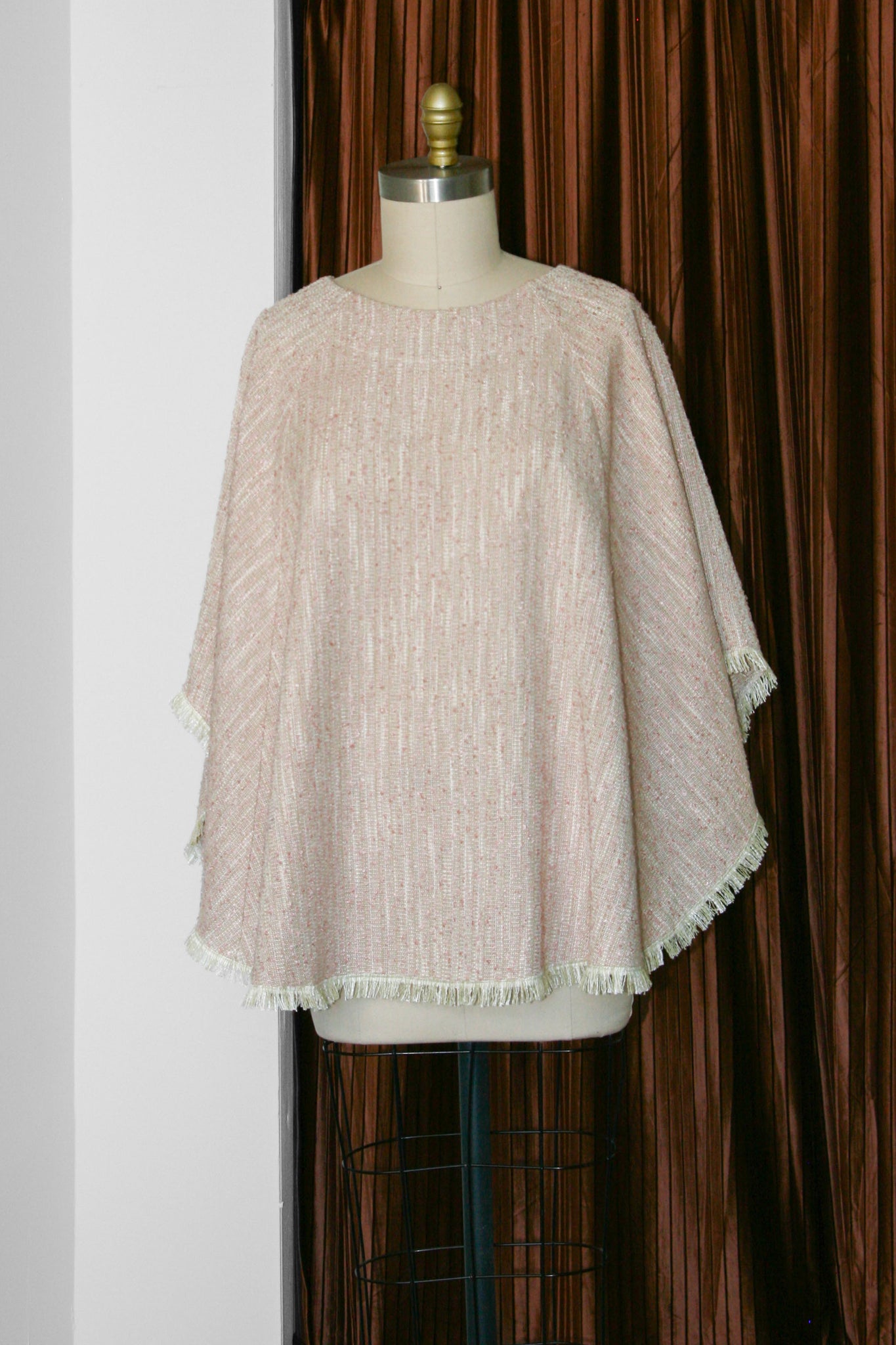 Gabe Poncho RTW in Pale Pink and Natural Silk/Wool
