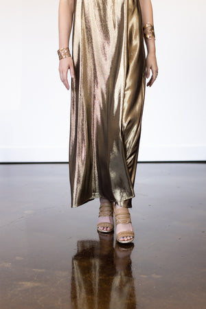 Aubrey Slip Dress RTW in Gold Lamé