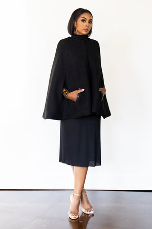 Cape Jacket RTW in Black Boiled Wool