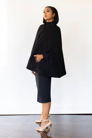 Cape Jacket RTW in Black Boiled Wool