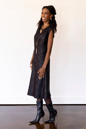 Christine Dress RTW in Foiled Ponte Knit