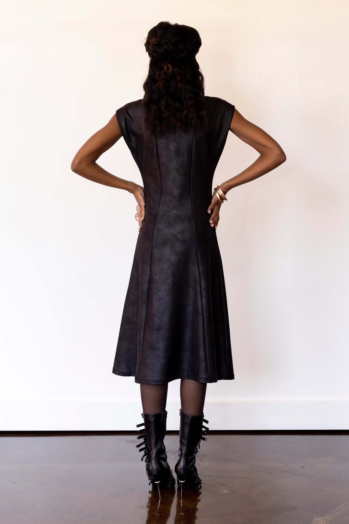 Christine Dress RTW in Foiled Ponte Knit