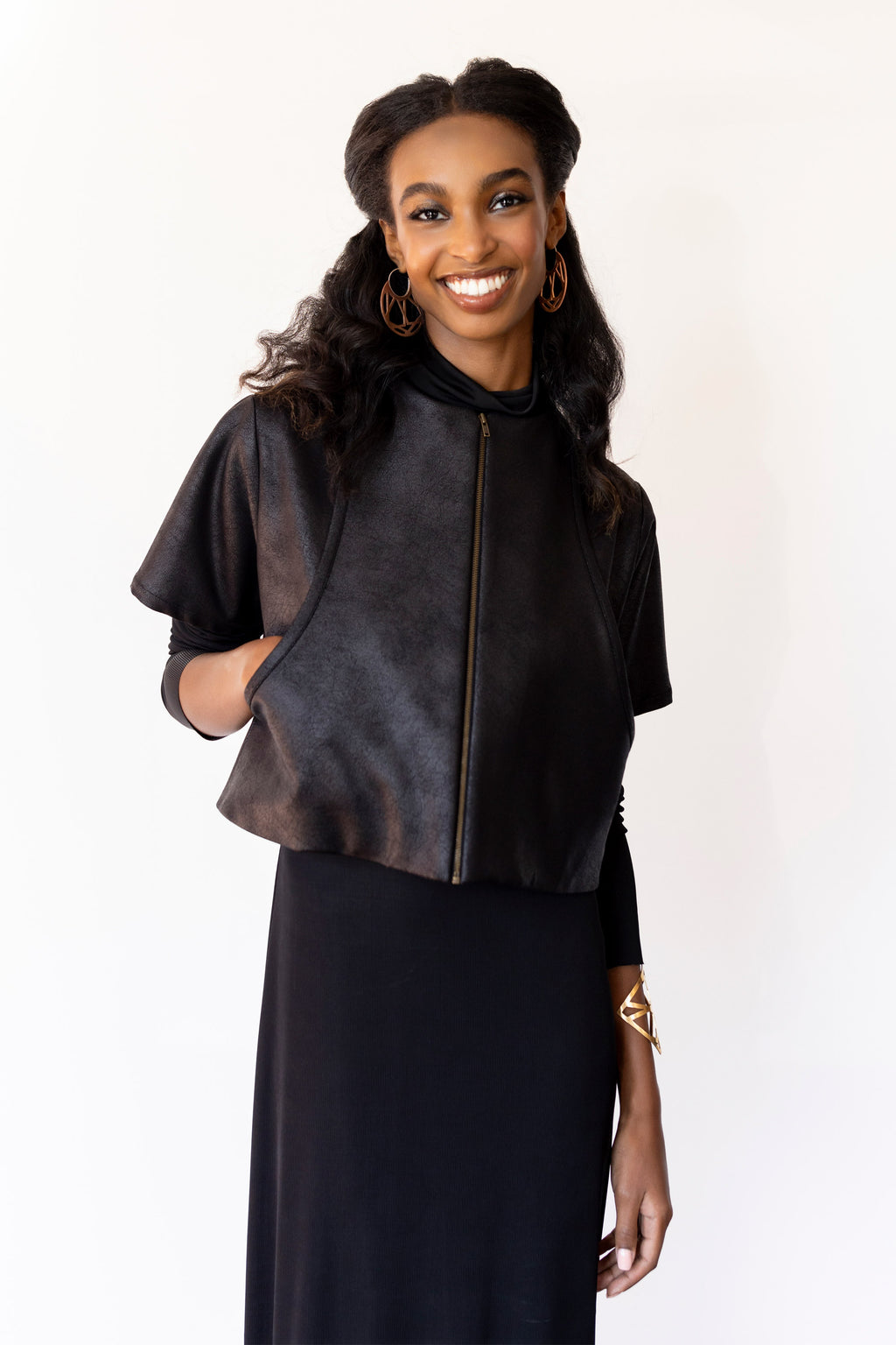 Cropped Jacket RTW in Foiled Ponte Knit