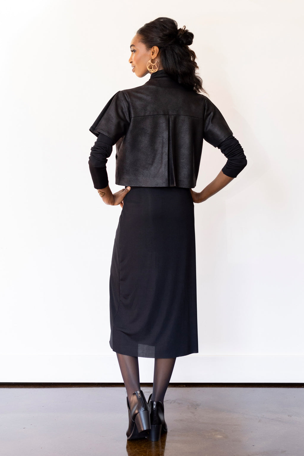 Cropped Jacket RTW in Foiled Ponte Knit