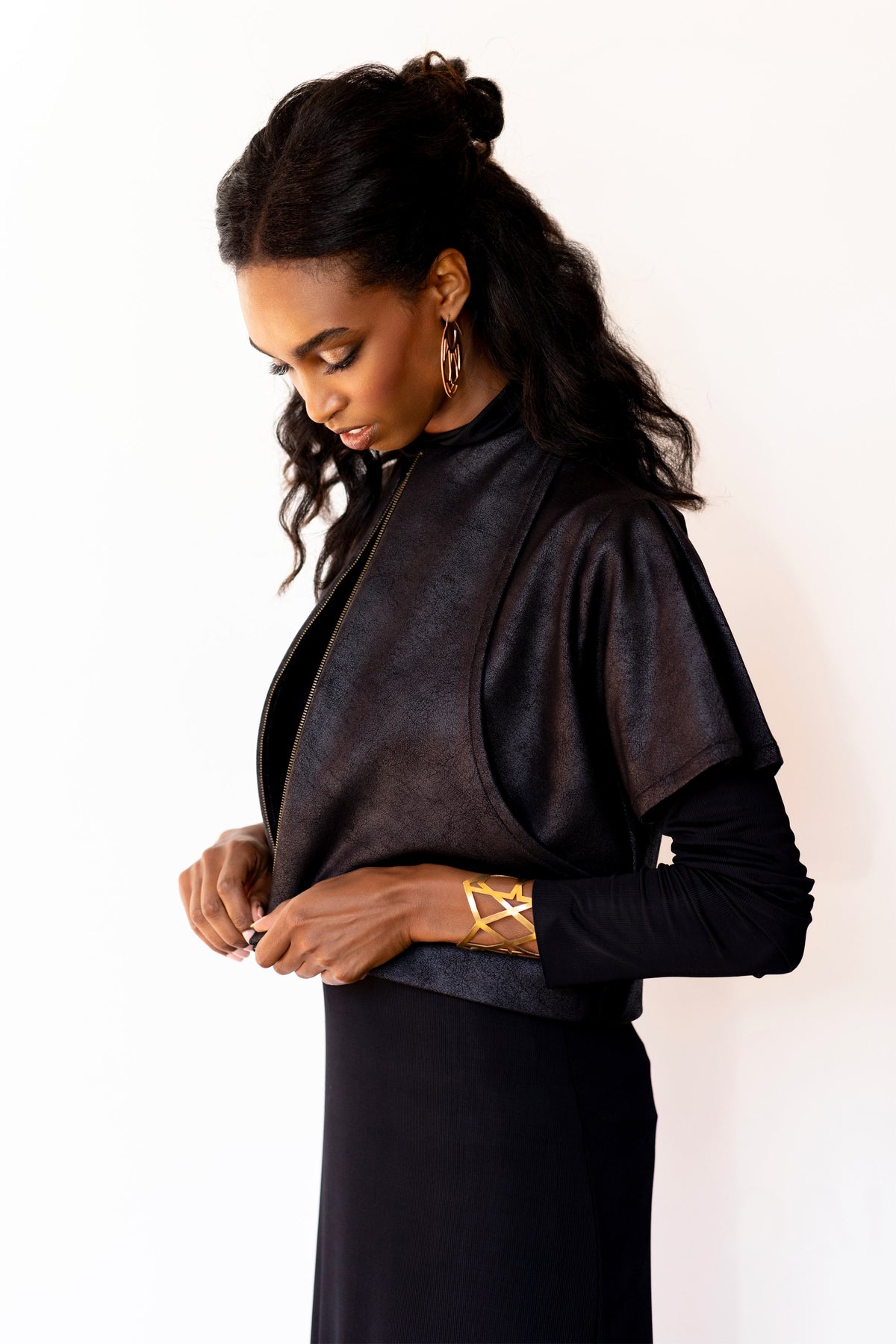 Cropped Jacket RTW in Foiled Ponte Knit