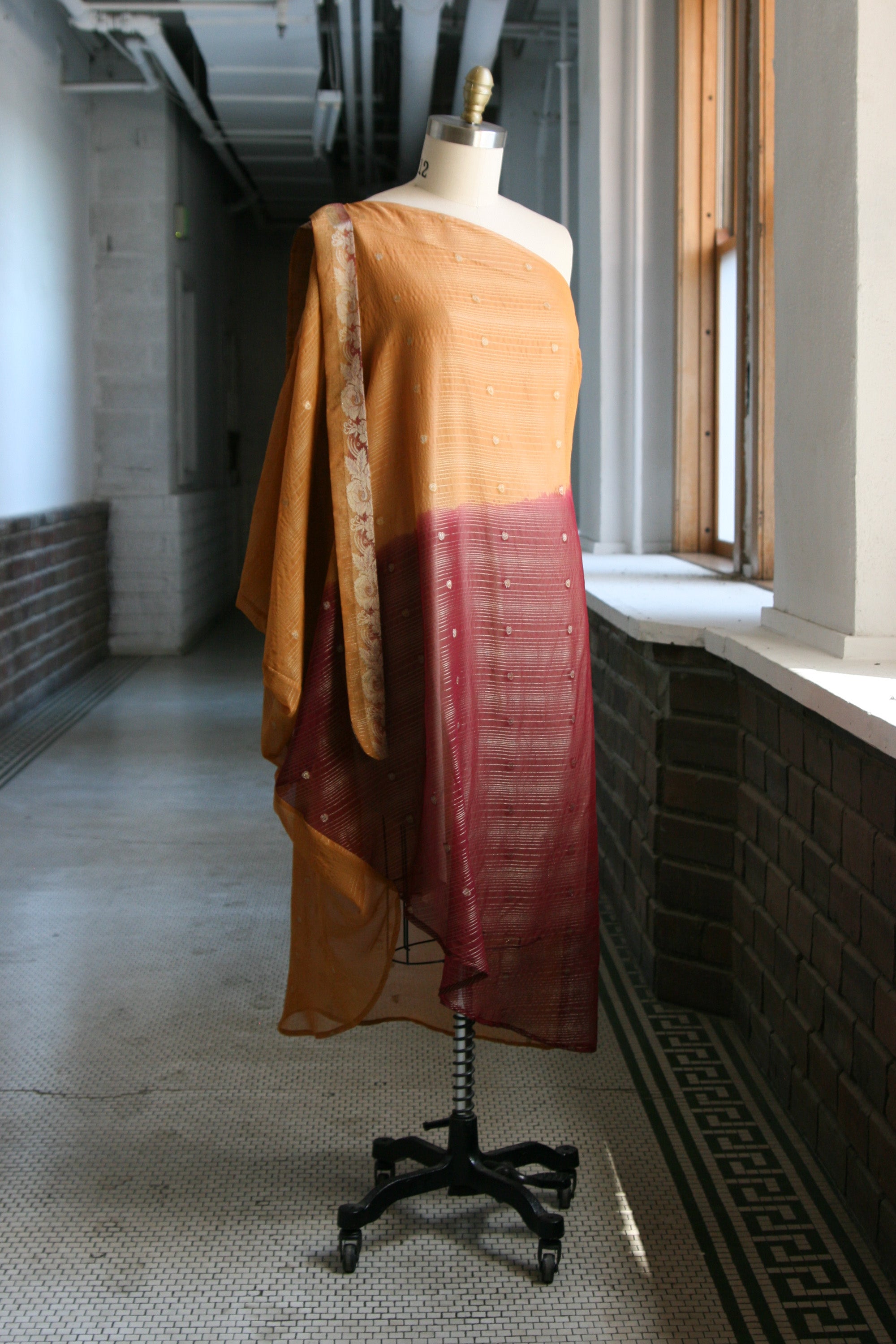 Desert Dress RTW in Gold & Burgundy Indian Silk Desert Dress RTW in Gold & Burgundy Indian Silk