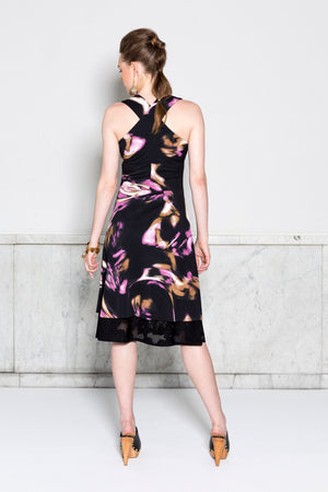 Crisscross Halter Dress RTW in Brushstroke Print Crisscross Halter Dress RTW in Brushstroke Print