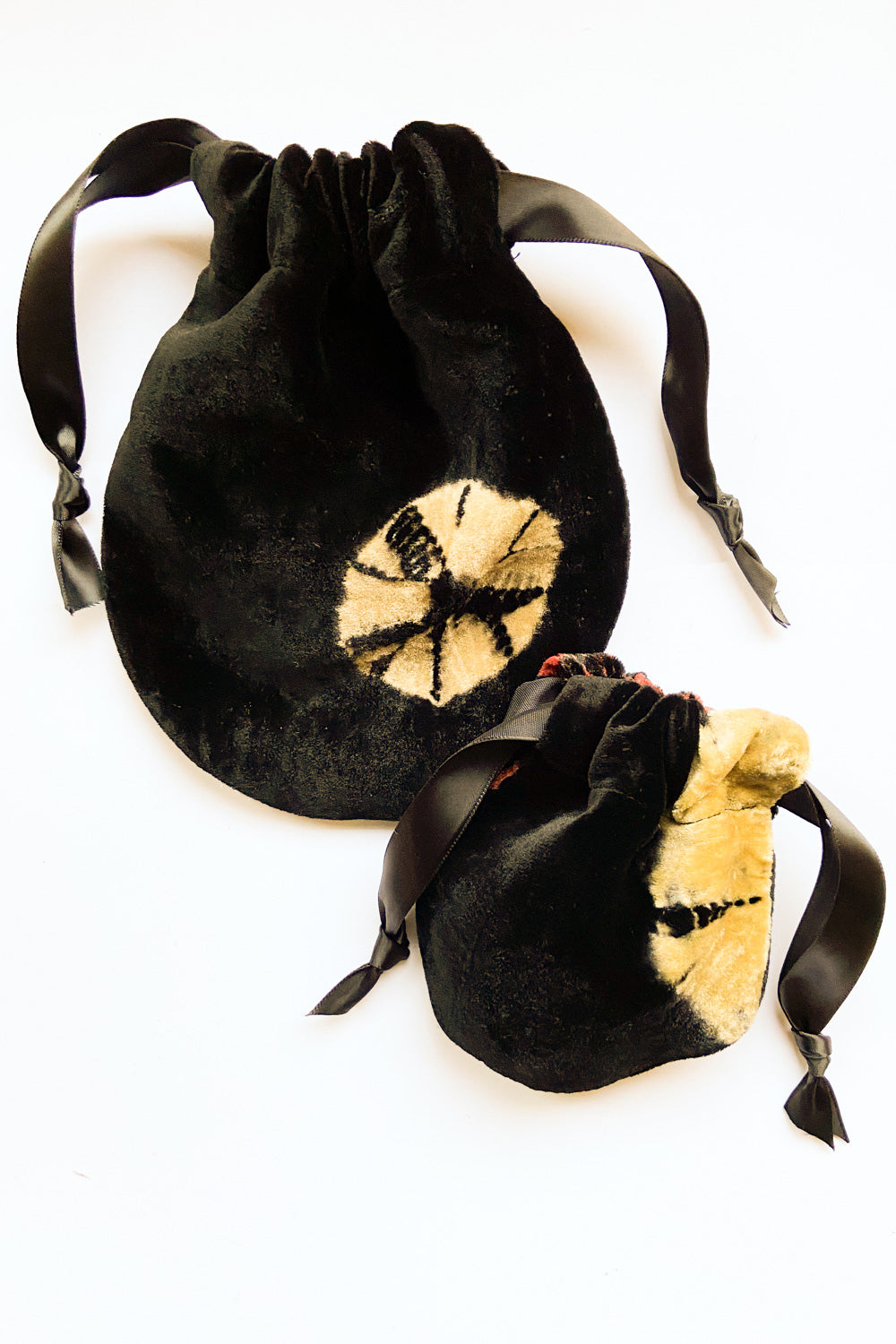 Velvet Accessory Bag Set in Black Tie-Dye