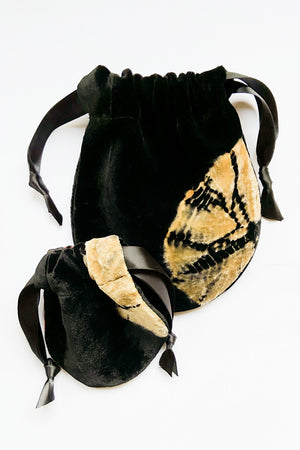 Velvet Accessory Bag Set in Black Tie-Dye