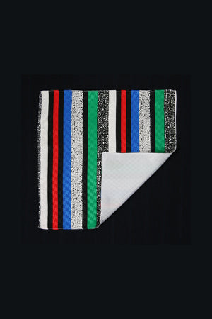 Pocket Square - Multi Stripe / White Pixel Duo