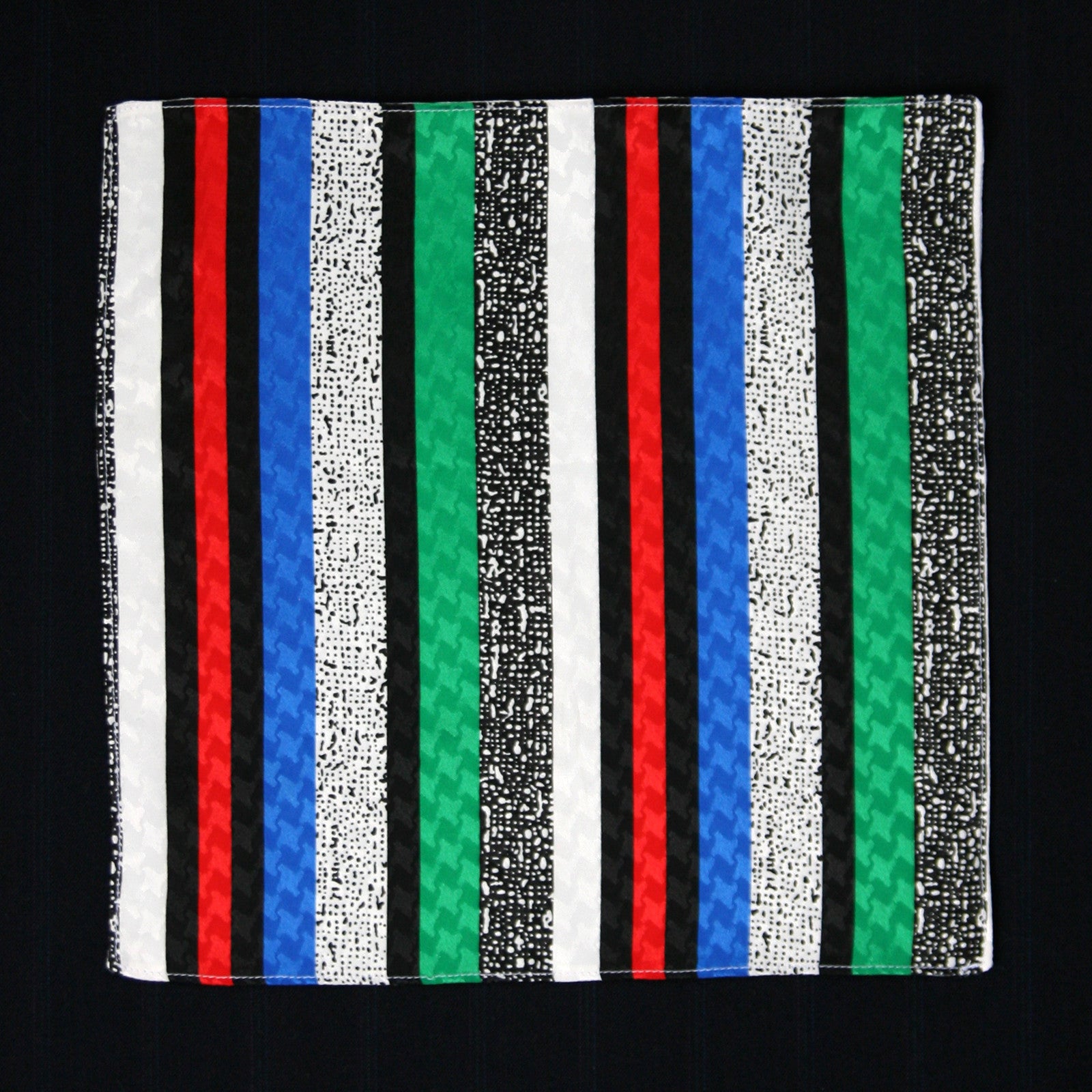 Pocket Square - Multi Stripe / White Pixel Duo