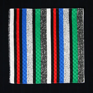 Pocket Square - Multi Stripe / White Pixel Duo
