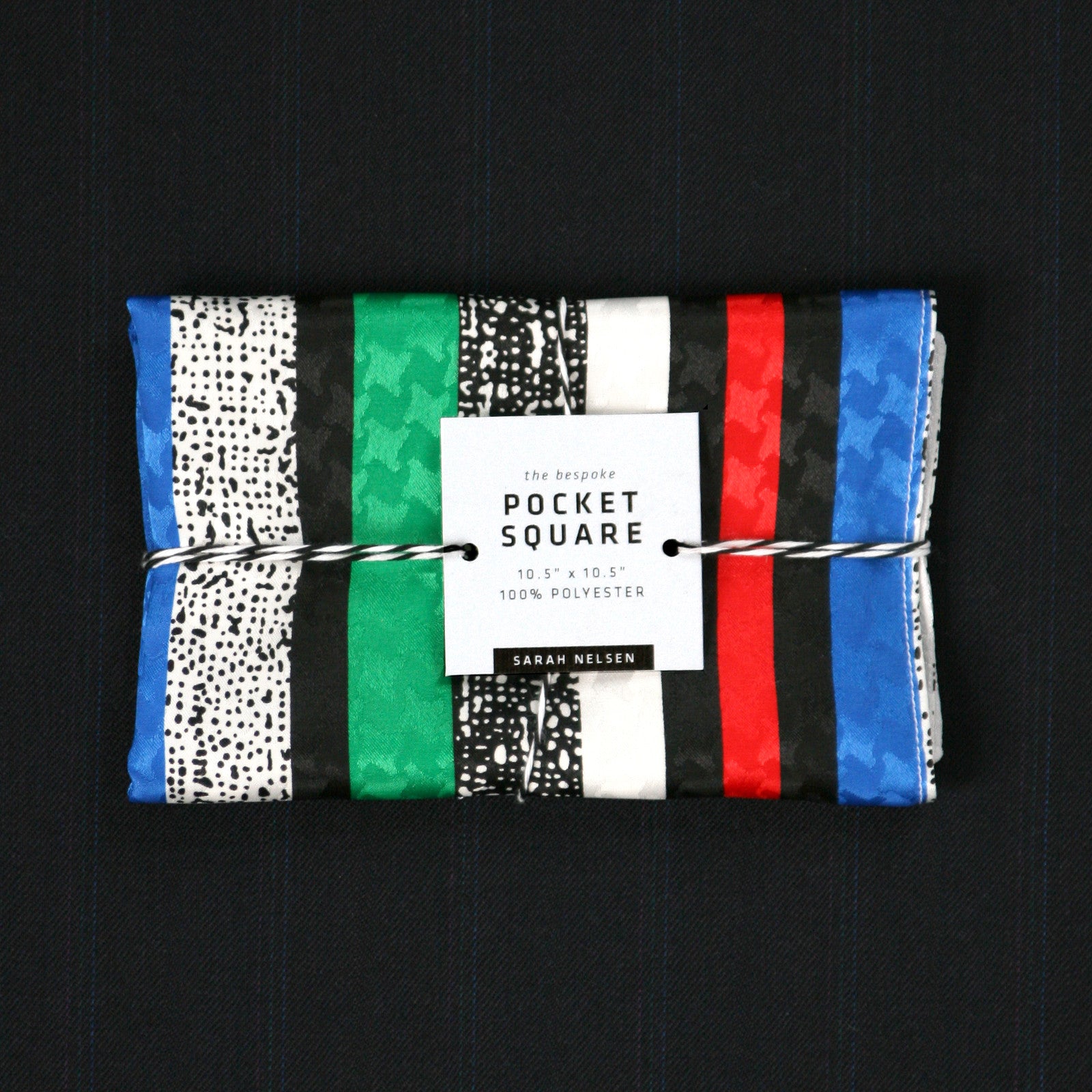 Pocket Square - Multi Stripe / White Pixel Duo