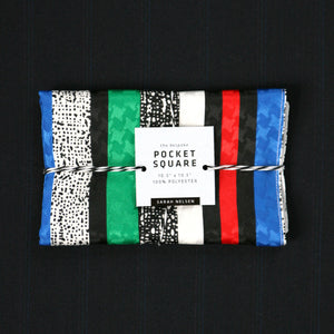 Pocket Square - Multi Stripe / White Pixel Duo