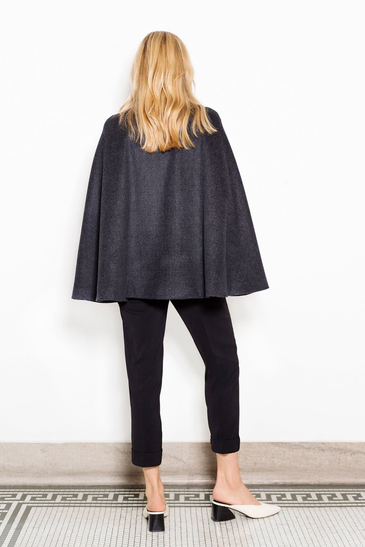Cape Jacket RTW in Charcoal Plaid Wool