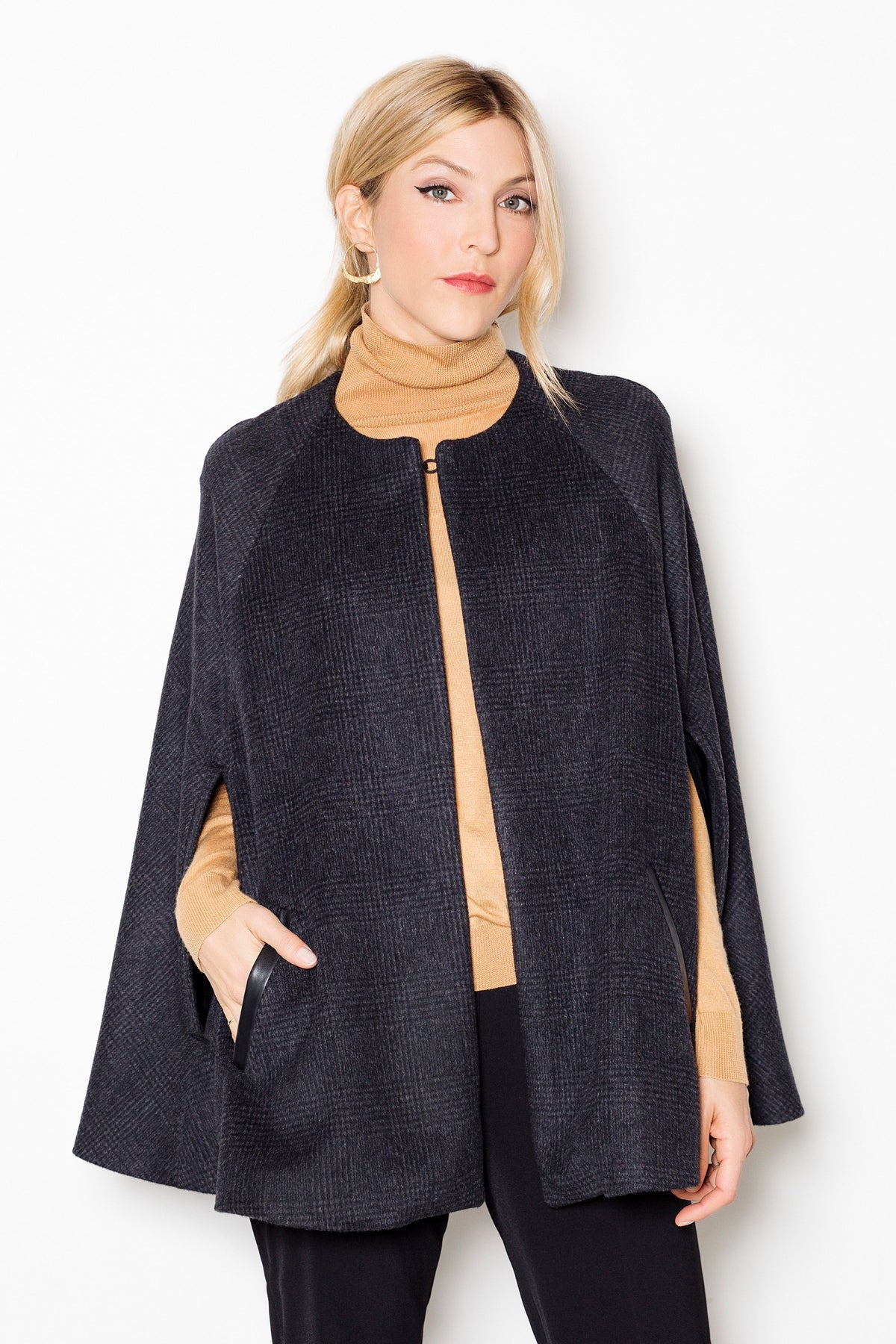 Cape Jacket RTW in Charcoal Plaid Wool
